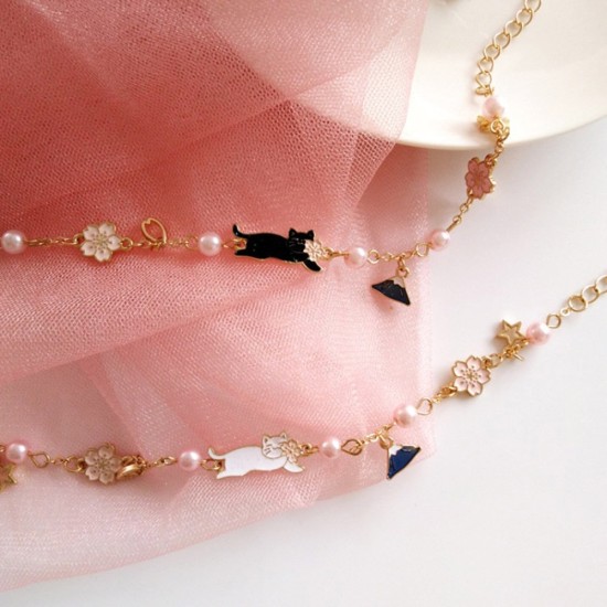 cherry blossom kitty bracelet