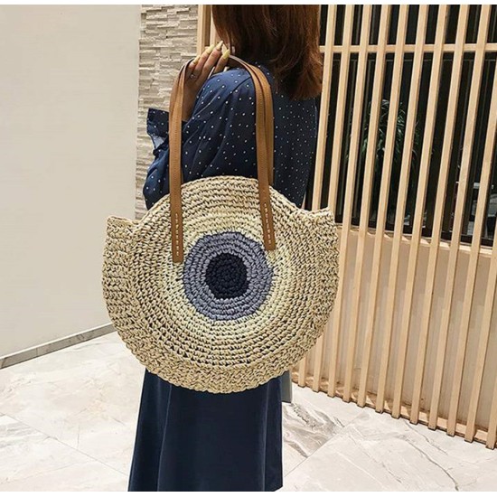 ocean eyes woven straw bag